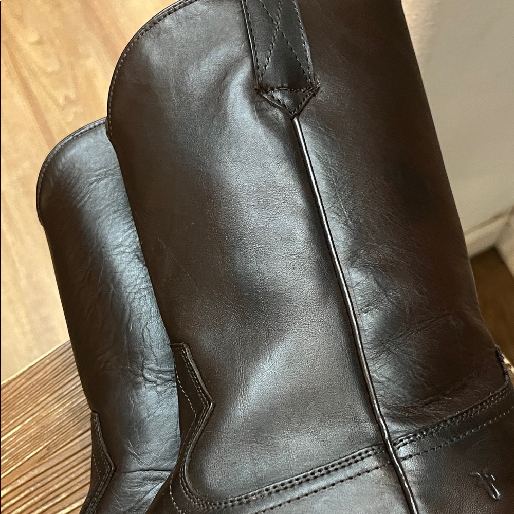 FRYE Brown Leather Cowboy Boots SACHA MID PULL ON - Picture 7 of 12